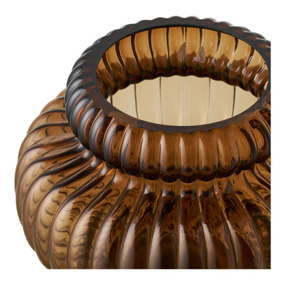 Vaso Nord em Vidro Soprado à Boca, Castanho Fumado, Ø 20 × 16 cm