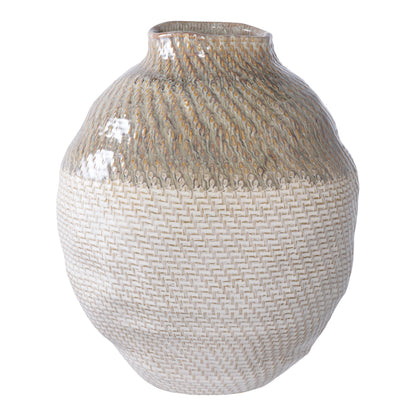 Vaso Sintra em Cerâmica Branco e Verde, Ø 26 × 30,5 cm