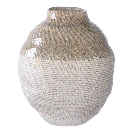 Vaso Sintra em Cerâmica Branco e Verde, Ø 26 × 30,5 cm