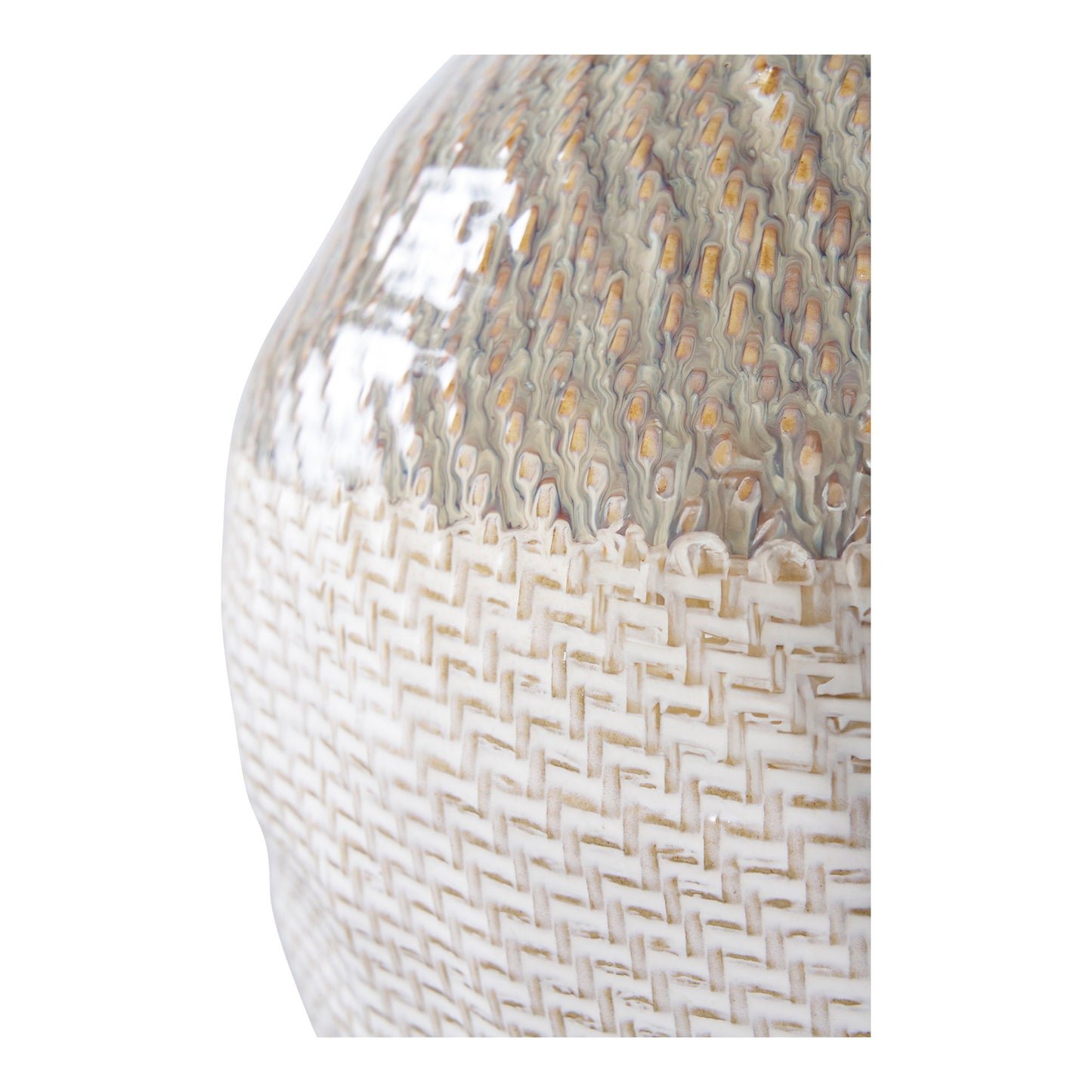 Vaso Sintra em Cerâmica Branco e Verde, Ø 26 × 30,5 cm