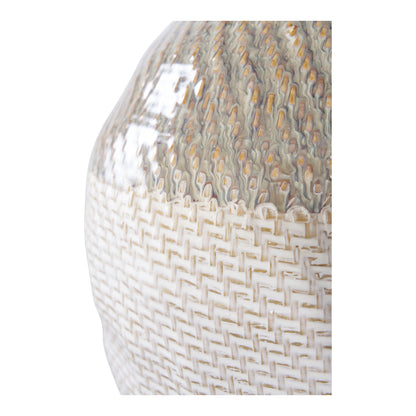 Vaso Sintra em Cerâmica Branco e Verde, Ø 26 × 30,5 cm