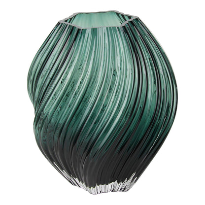 Vaso em Vidro Soprado à Boca, Verde-Escuro — Ø 19 × 23 cm