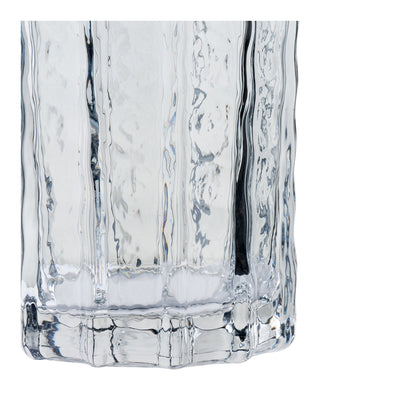 Vaso Canelado em Vidro Soprado à Boca, Cinzento Fumado — Ø 10 × 20 cm
