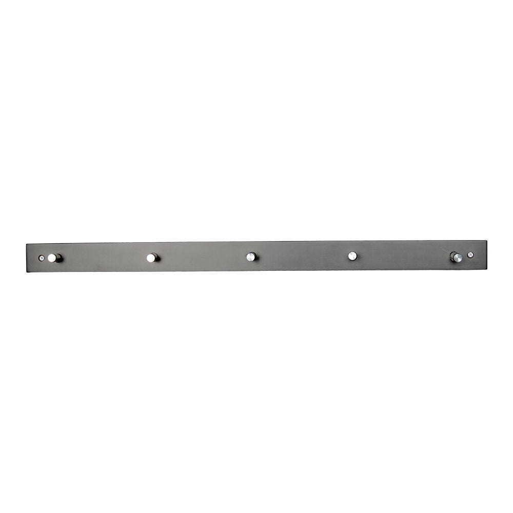 Padova Black Wooden Wall-Mounted Coat Rack with 5 Hooks — 70 cm