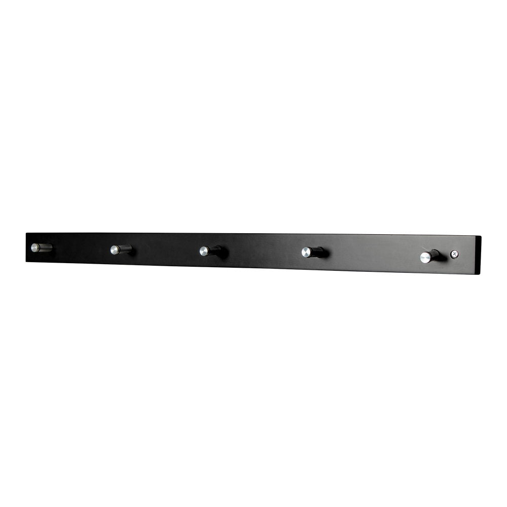 Padova Black Wooden Wall-Mounted Coat Rack with 5 Hooks — 70 cm