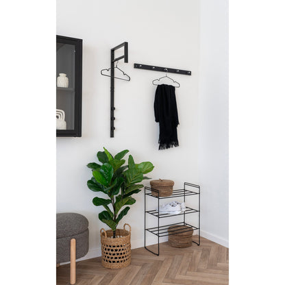 Padova Black Wooden Wall-Mounted Coat Rack with 5 Hooks — 70 cm
