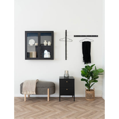 Padova Black Wooden Wall-Mounted Coat Rack with 5 Hooks — 70 cm