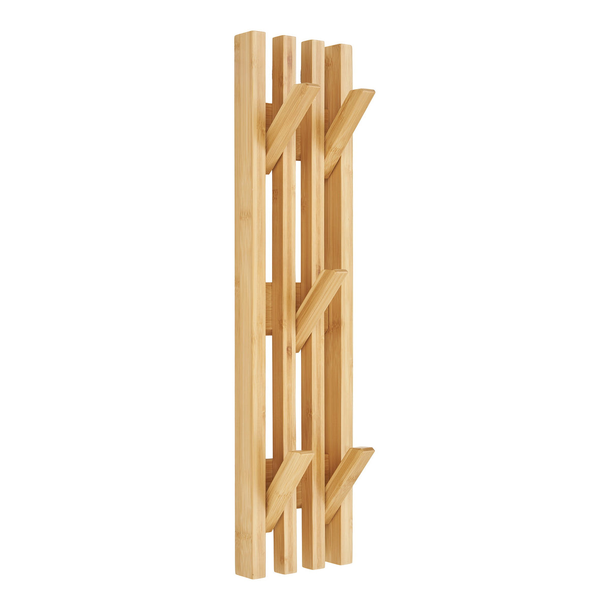 Ember Vertical Natural Bamboo Wall-Mounted Coat Rack — 14 × 60 cm