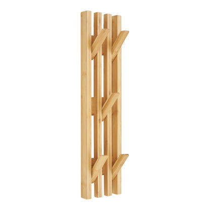 Ember Vertical Natural Bamboo Wall-Mounted Coat Rack — 14 × 60 cm