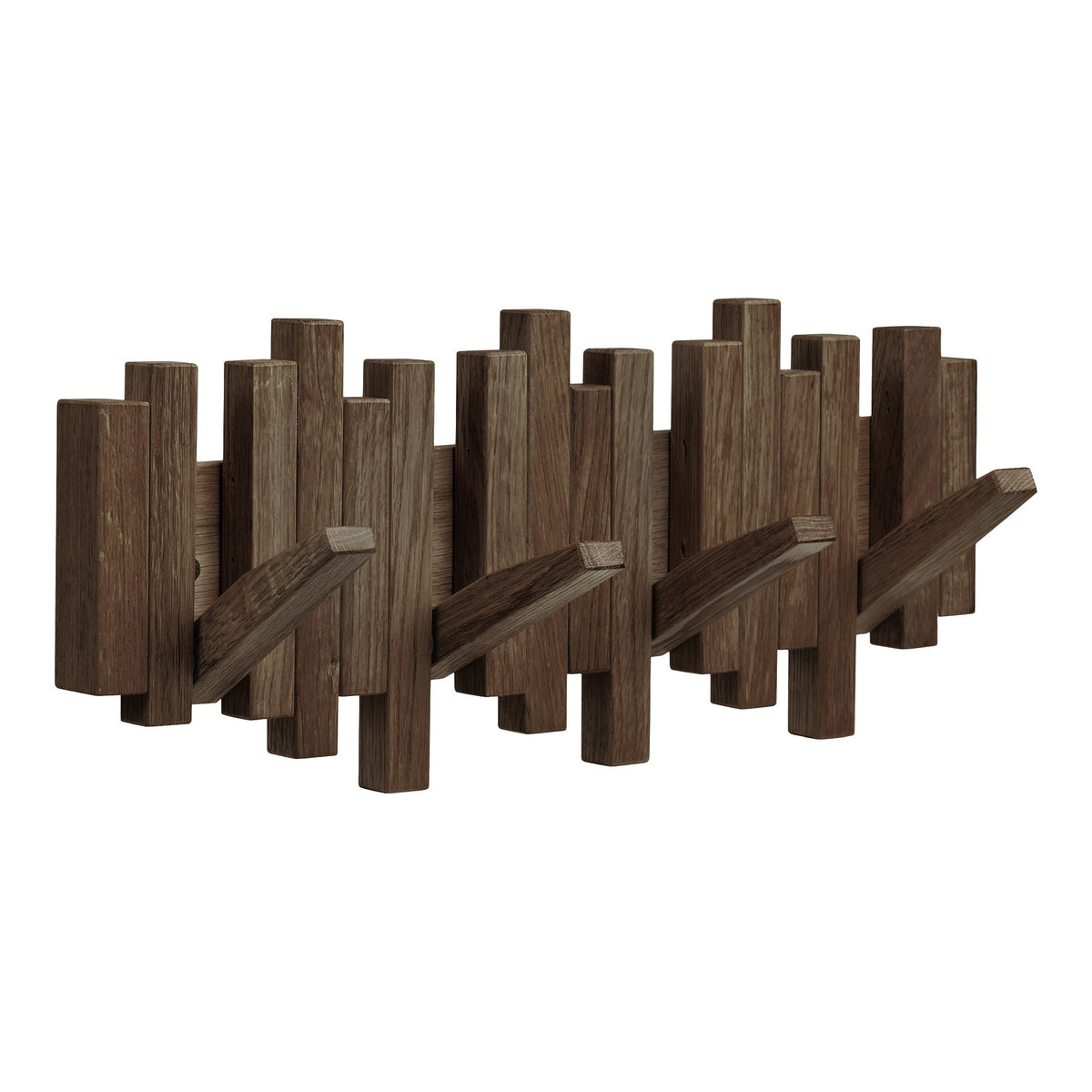 Perchero Caltra en Roble con Ganchos Abatibles, Marrón Oscuro — 40 × 18 cm