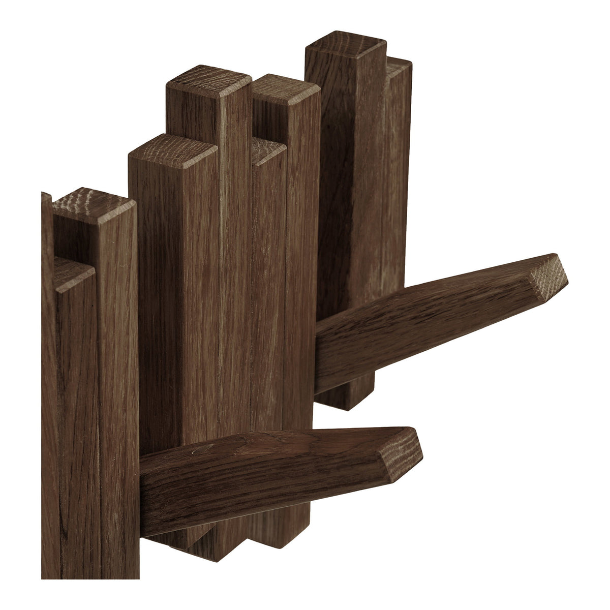 Perchero Caltra en Roble con Ganchos Abatibles, Marrón Oscuro — 40 × 18 cm