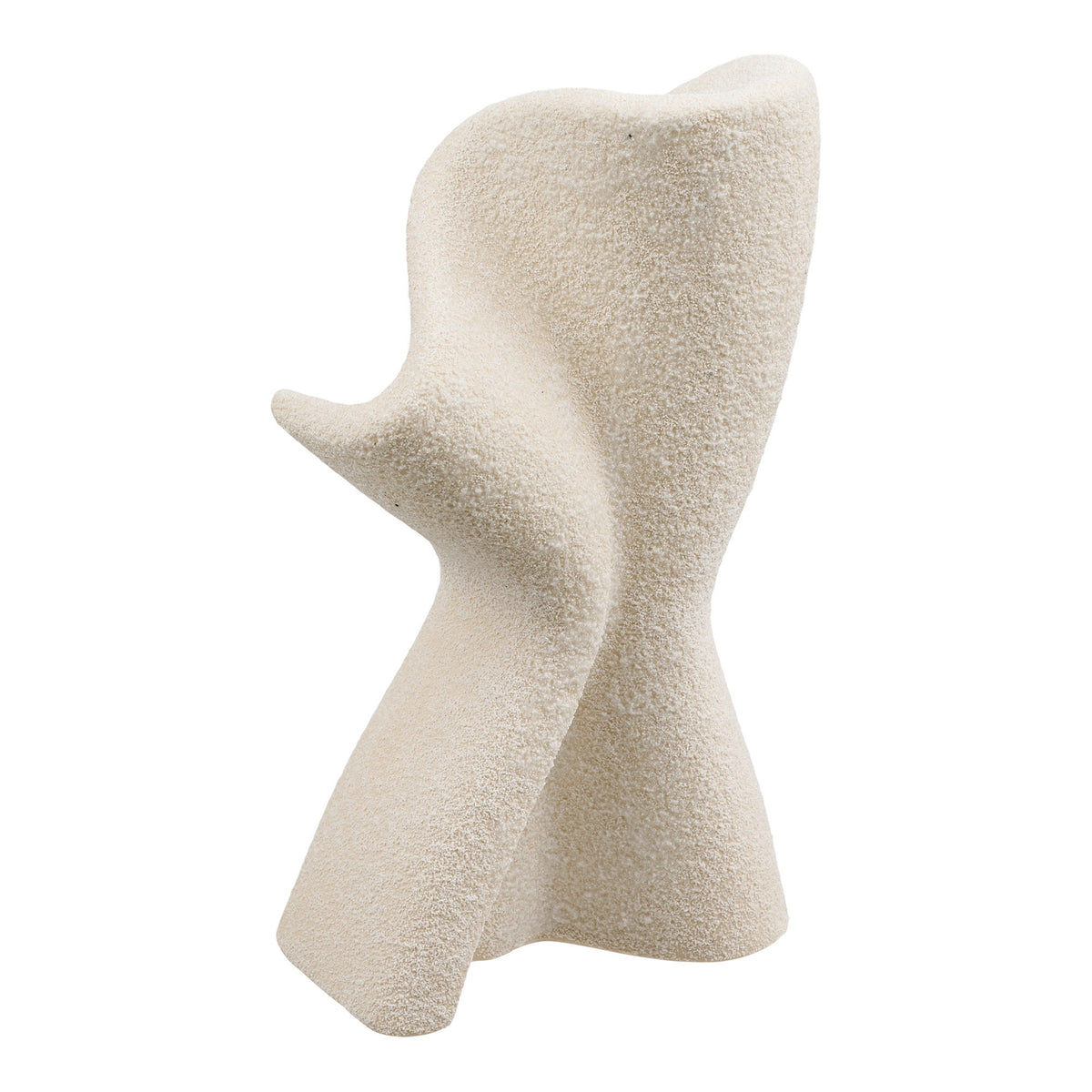 Escultura Decorativa em Cerâmica Branca Texturada — 13 × 6,5 × 23 cm