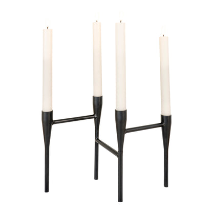 Porta-Velas em Aço Preto — 28 × 21 cm