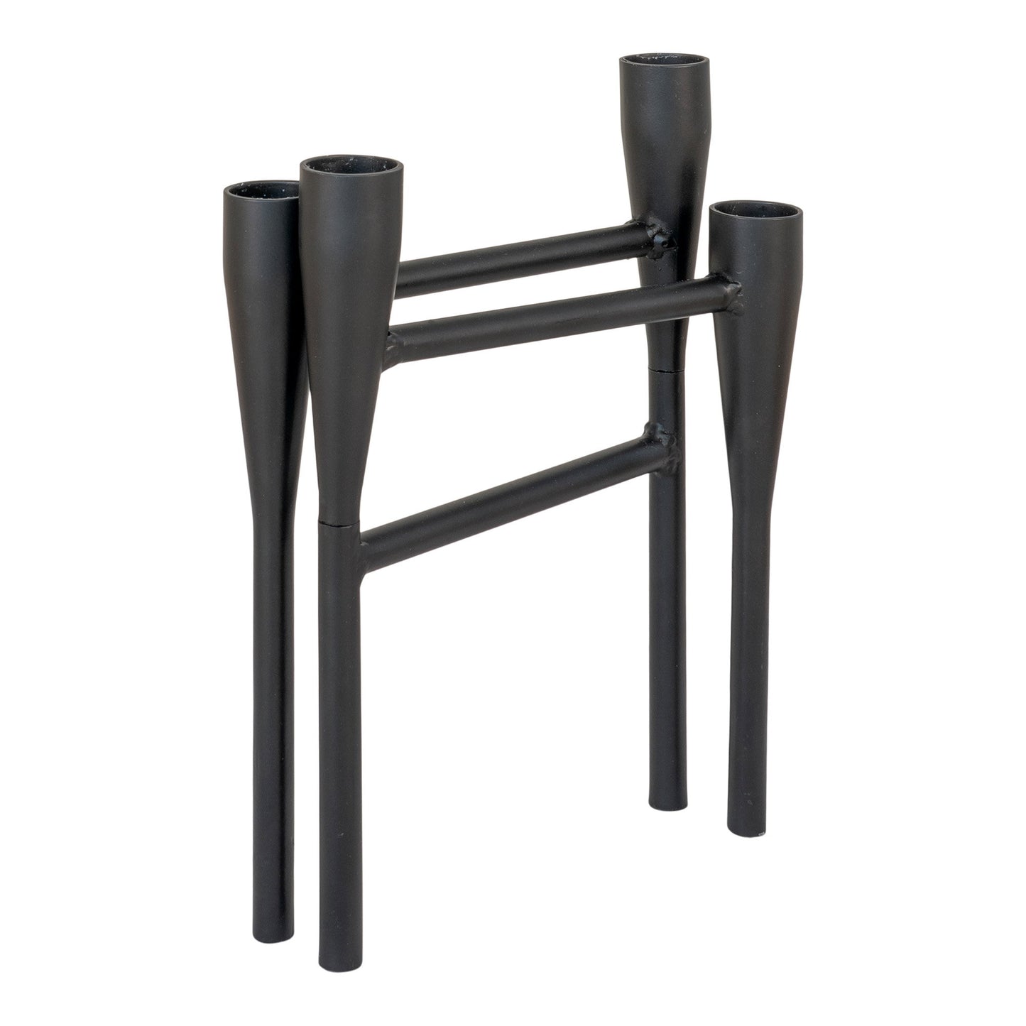 Porta-Velas em Aço Preto — 28 × 21 cm