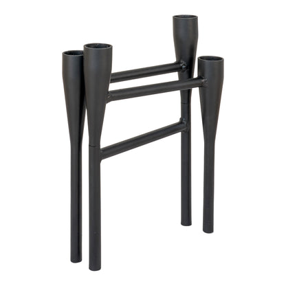 Porta-Velas em Aço Preto — 28 × 21 cm