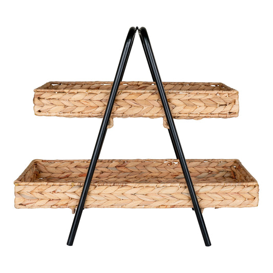 Bandeja Alfaro en Jacinto de Agua y Metal, Natural y Negro — 42 × 23 cm
