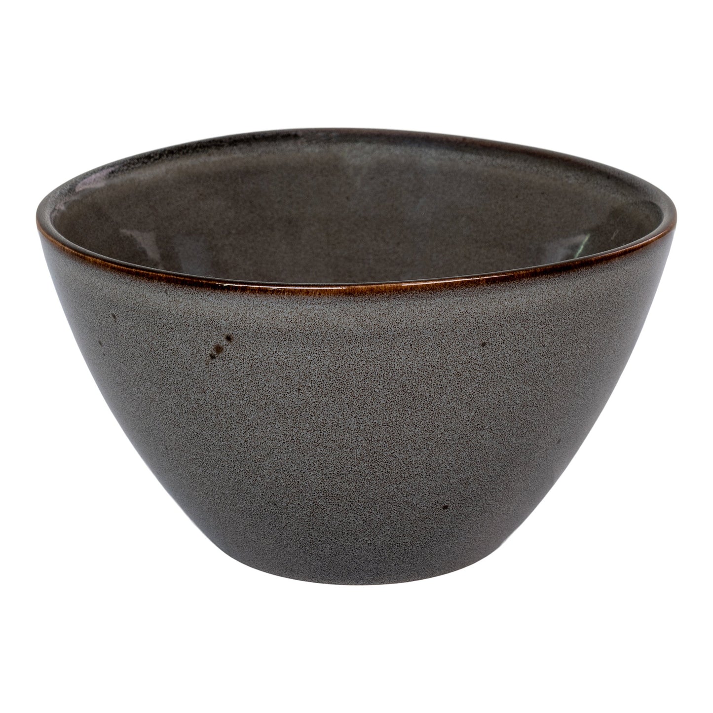 Set of 4 Selma Grey and Brown Stoneware Bowls — Ø 15 × 9 cm
