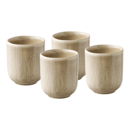 Conjunto de 4 Canecas Viola em Grés Bege — Ø 8 × 9,5 cm