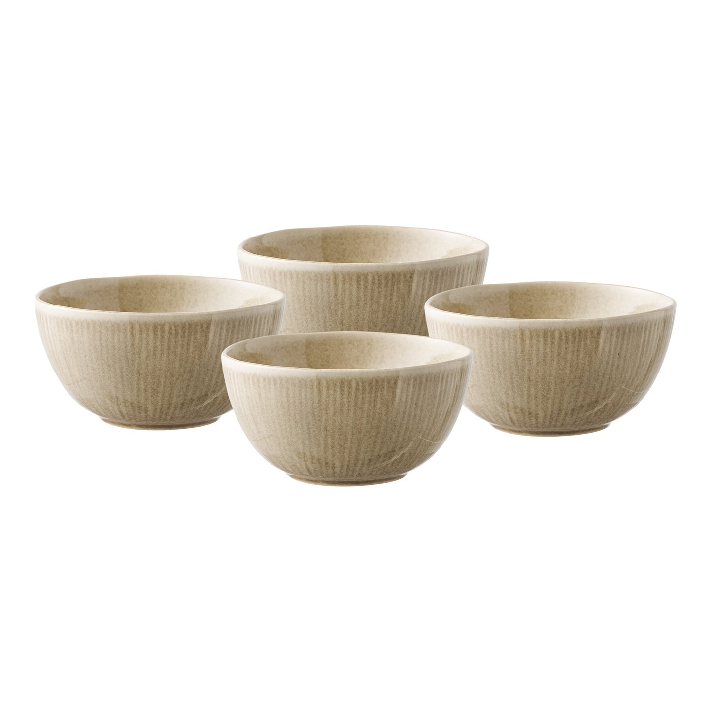 Conjunto de 4 Tigelas Viola em Grés Bege — Ø 14,5 × 7,5 cm