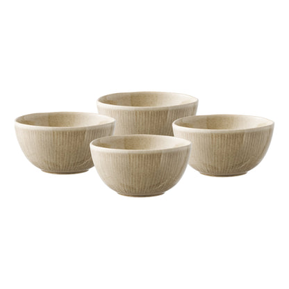 Conjunto de 4 Tigelas Viola em Grés Bege — Ø 14,5 × 7,5 cm