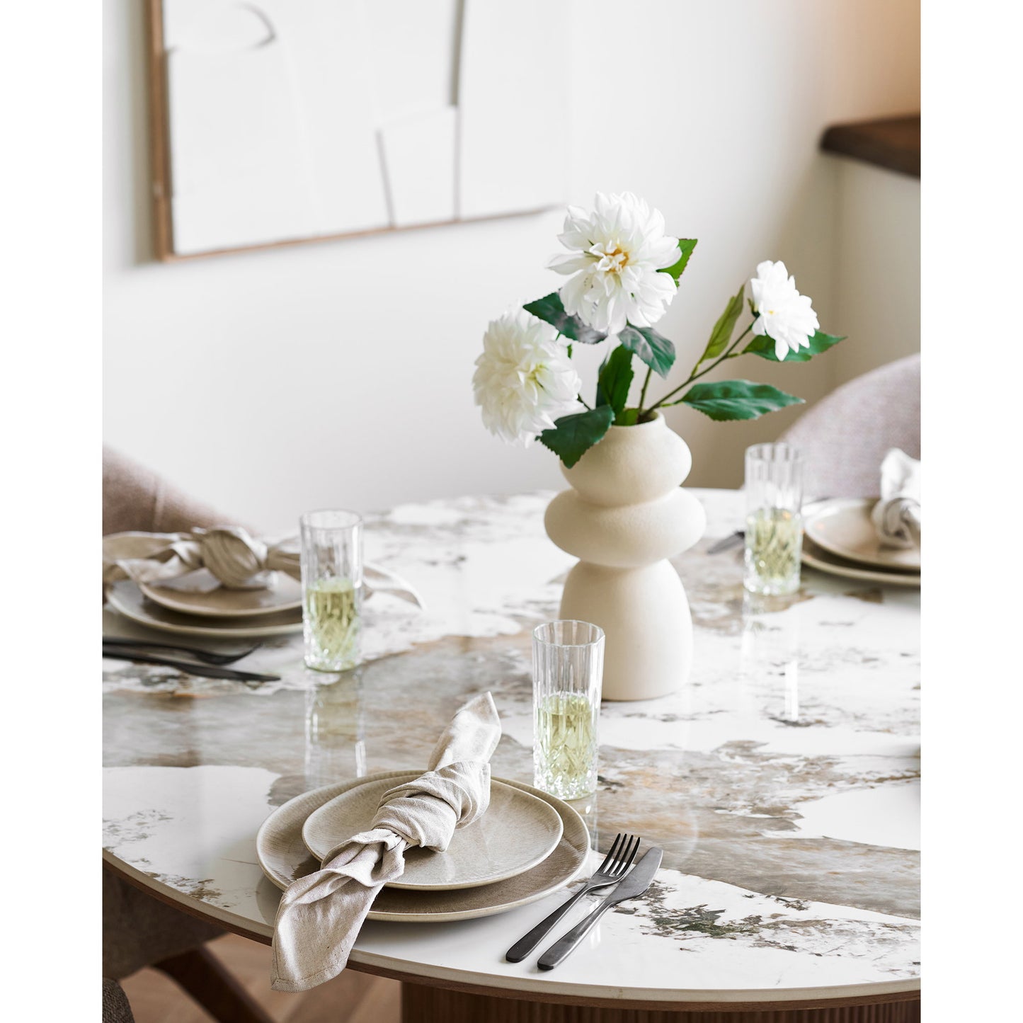 Set of 4 Viola Beige Stoneware Dinner Plates — Ø 27 cm