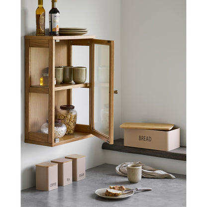 Tula Bread Box with 3 Metal and Bamboo Containers, Beige