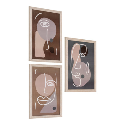Conjunto de 3 Quadros Madison com Moldura Natural — N.º 1