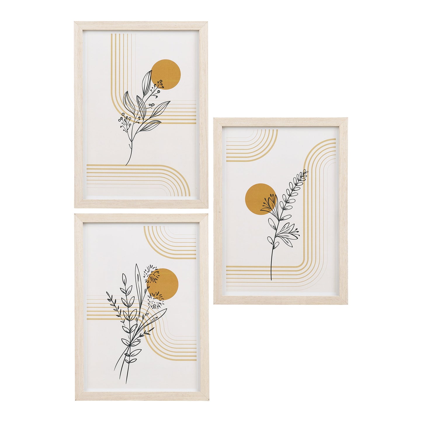 Conjunto de 3 Quadros Madison com Moldura Natural — N.º 2