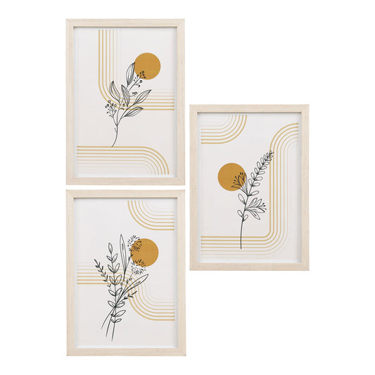Conjunto de 3 Quadros Madison com Moldura Natural — N.º 2