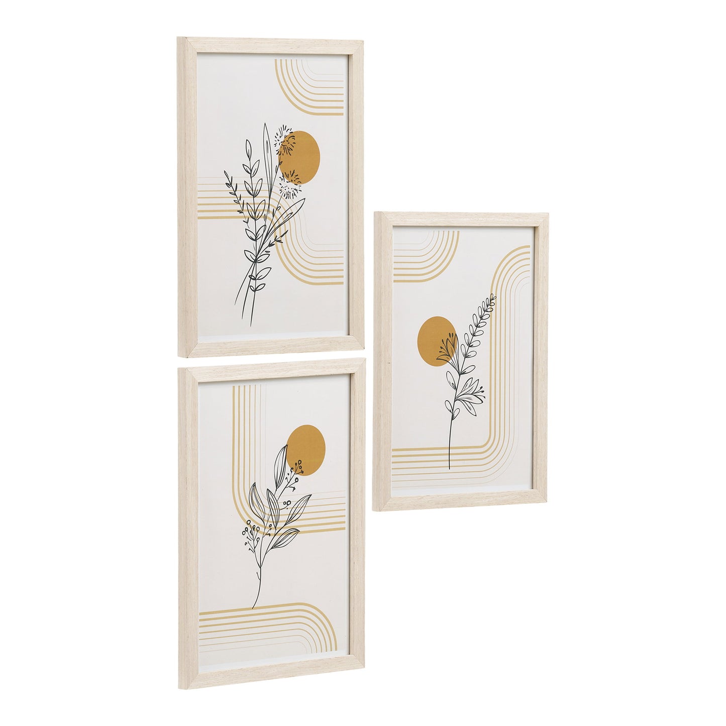 Conjunto de 3 Quadros Madison com Moldura Natural — N.º 2