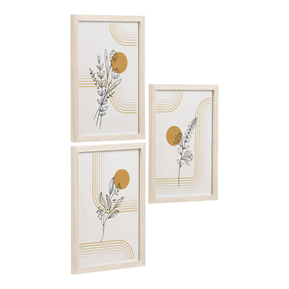 Conjunto de 3 Quadros Madison com Moldura Natural — N.º 2