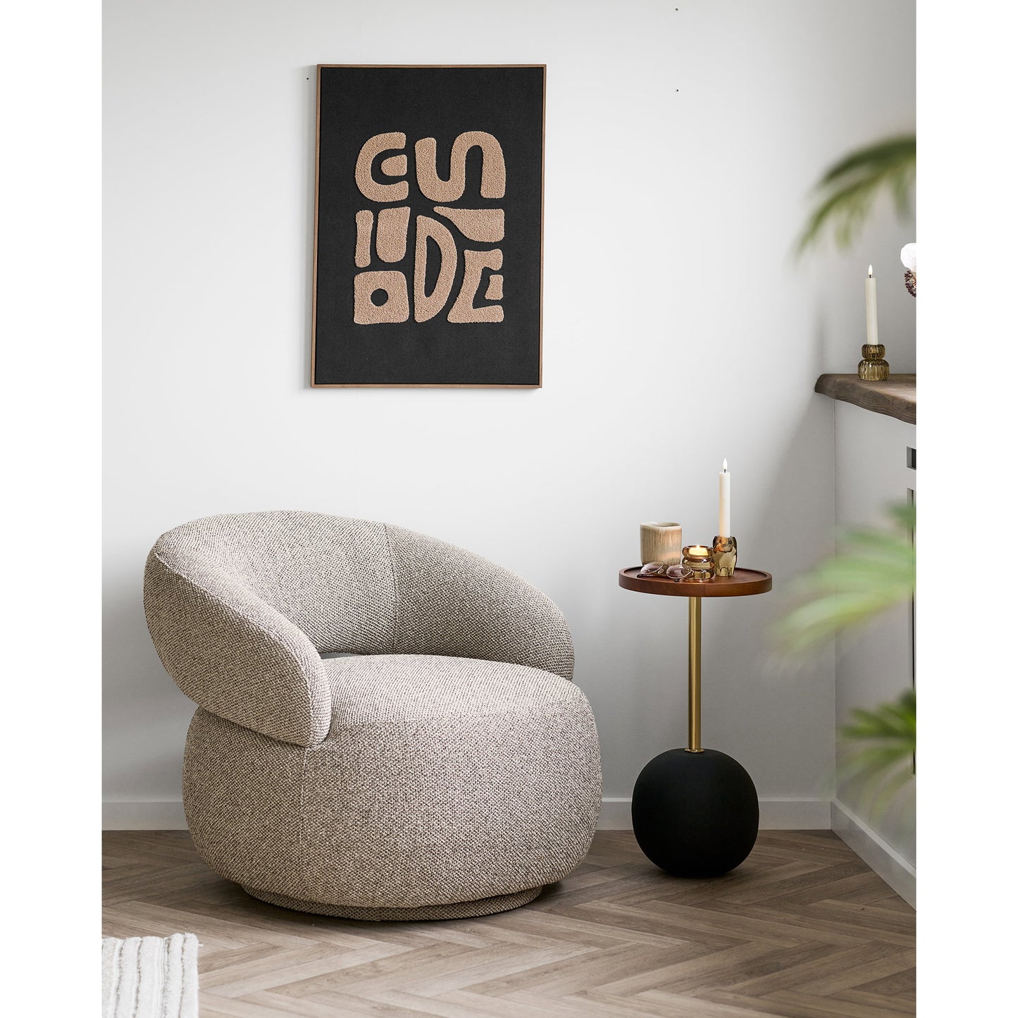 Decoração de Parede Tine com Tufos, Bege e Preto 50 × 70 cm