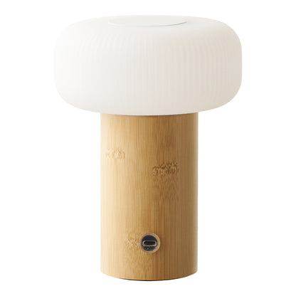 Candeeiro de Mesa Stafford Recarregável, Bambu Natural e Branco