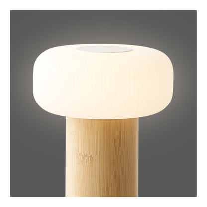 Candeeiro de Mesa Stafford Recarregável, Bambu Natural e Branco