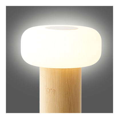 Candeeiro de Mesa Stafford Recarregável, Bambu Natural e Branco
