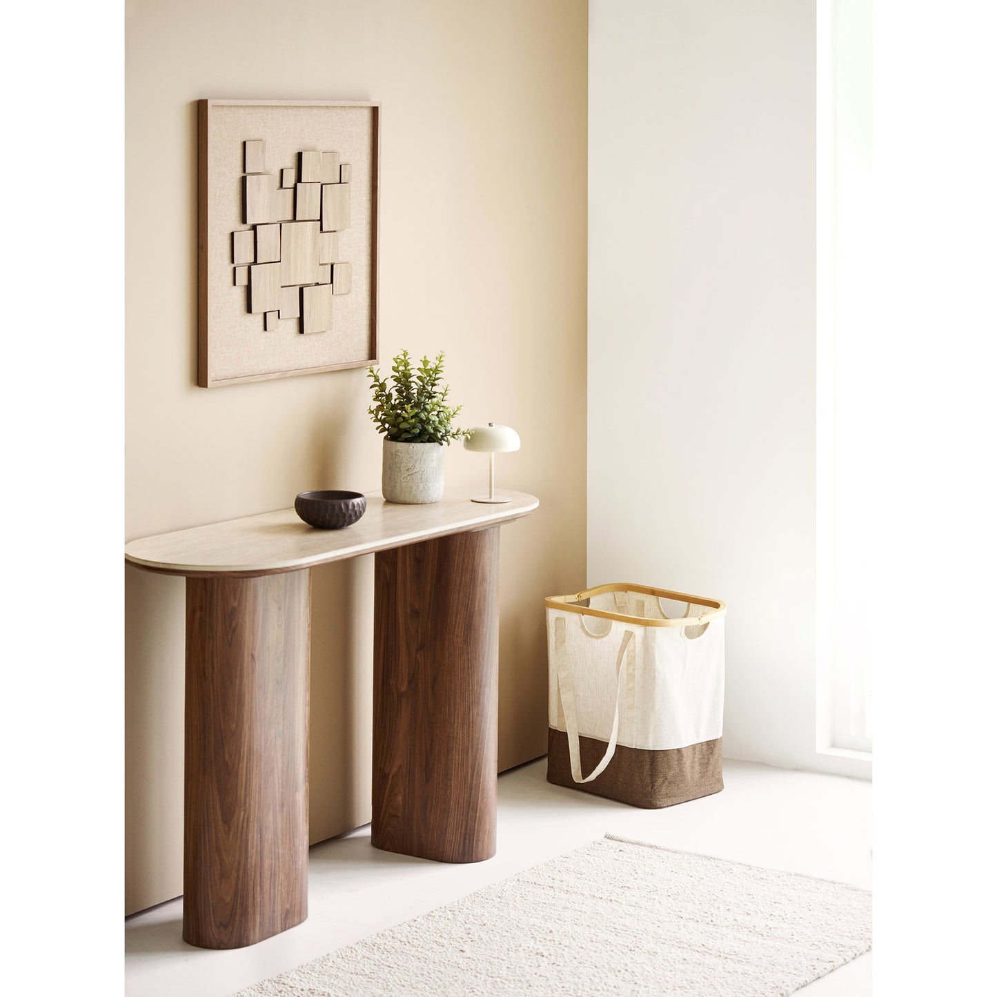 Margate Rechargeable Beige Metal Table Lamp — Ø 13 × 18 cm
