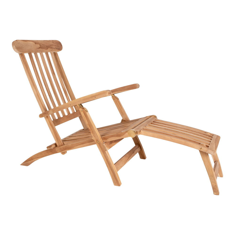 Silla de cubierta Arrecife de teca natural, con respaldo ajustable