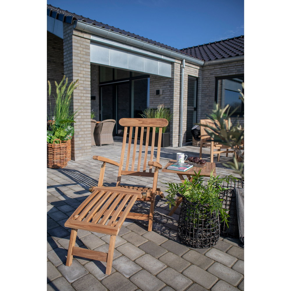 Silla de cubierta Arrecife de teca natural, con respaldo ajustable