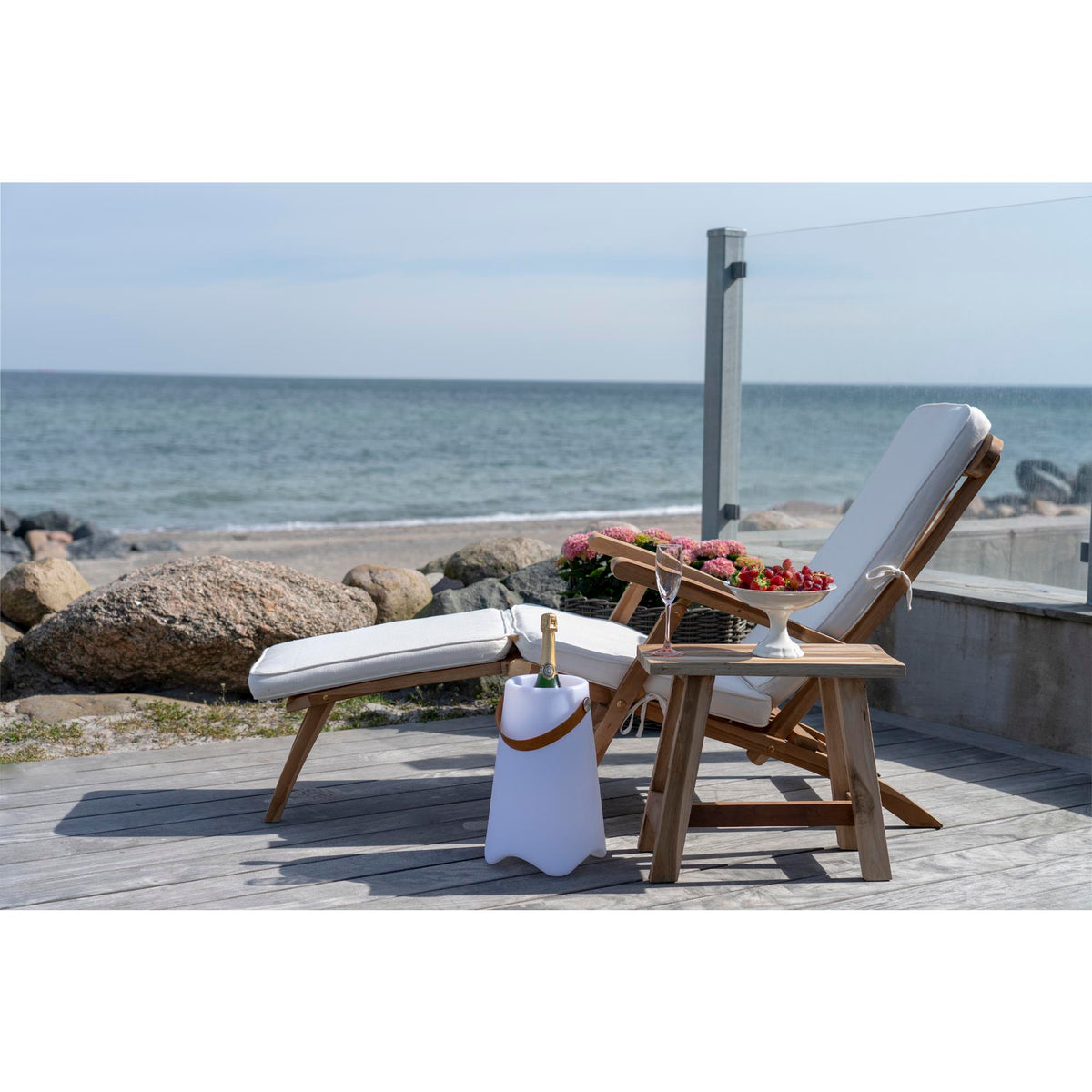 Silla de cubierta Arrecife de teca natural, con respaldo ajustable