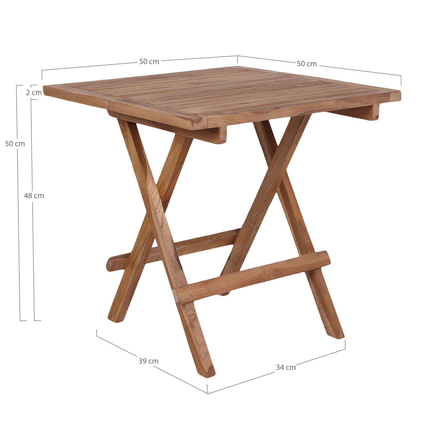 Mesa de Apoio Bilbao em Teca Natural, 50 × 50 × 50 cm