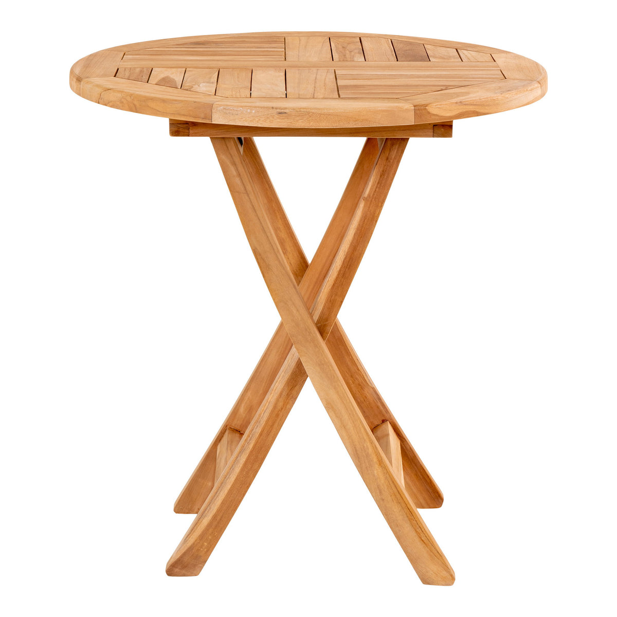 Oviedo Teak Café Table, Natural — Ø 70 × 75 cm