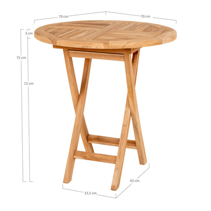 Oviedo Teak Café Table, Natural — Ø 70 × 75 cm