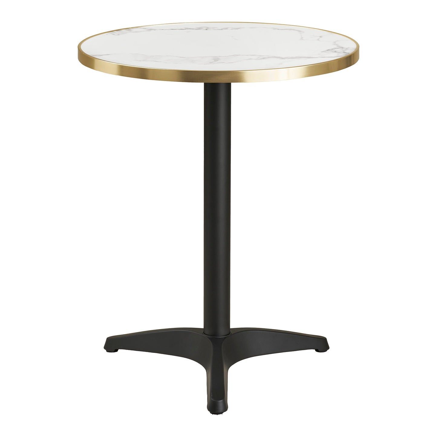 Bistro Table with White and Gold Marble Effect Top — Ø 60 × 73 cm