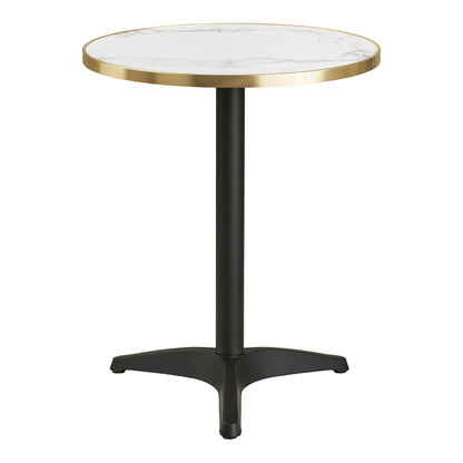 Bistro Table with White and Gold Marble Effect Top — Ø 60 × 73 cm