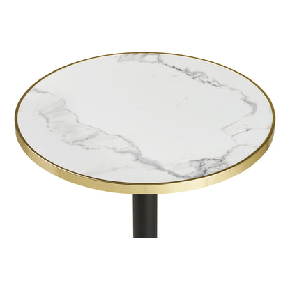 Bistro Table with White and Gold Marble Effect Top — Ø 60 × 73 cm
