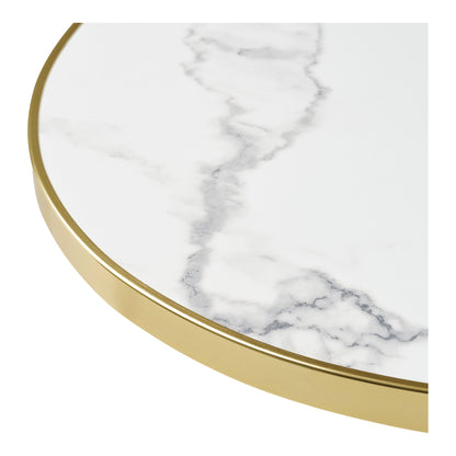 Bistro Table with White and Gold Marble Effect Top — Ø 60 × 73 cm