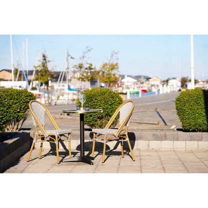 Bistro Table with White and Gold Marble Effect Top — Ø 60 × 73 cm