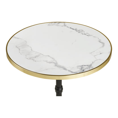 Mesa Bistrô com Tampo Efeito Mármore Branco e Pés em Ferro Fundido — Ø 60 × 74 cm