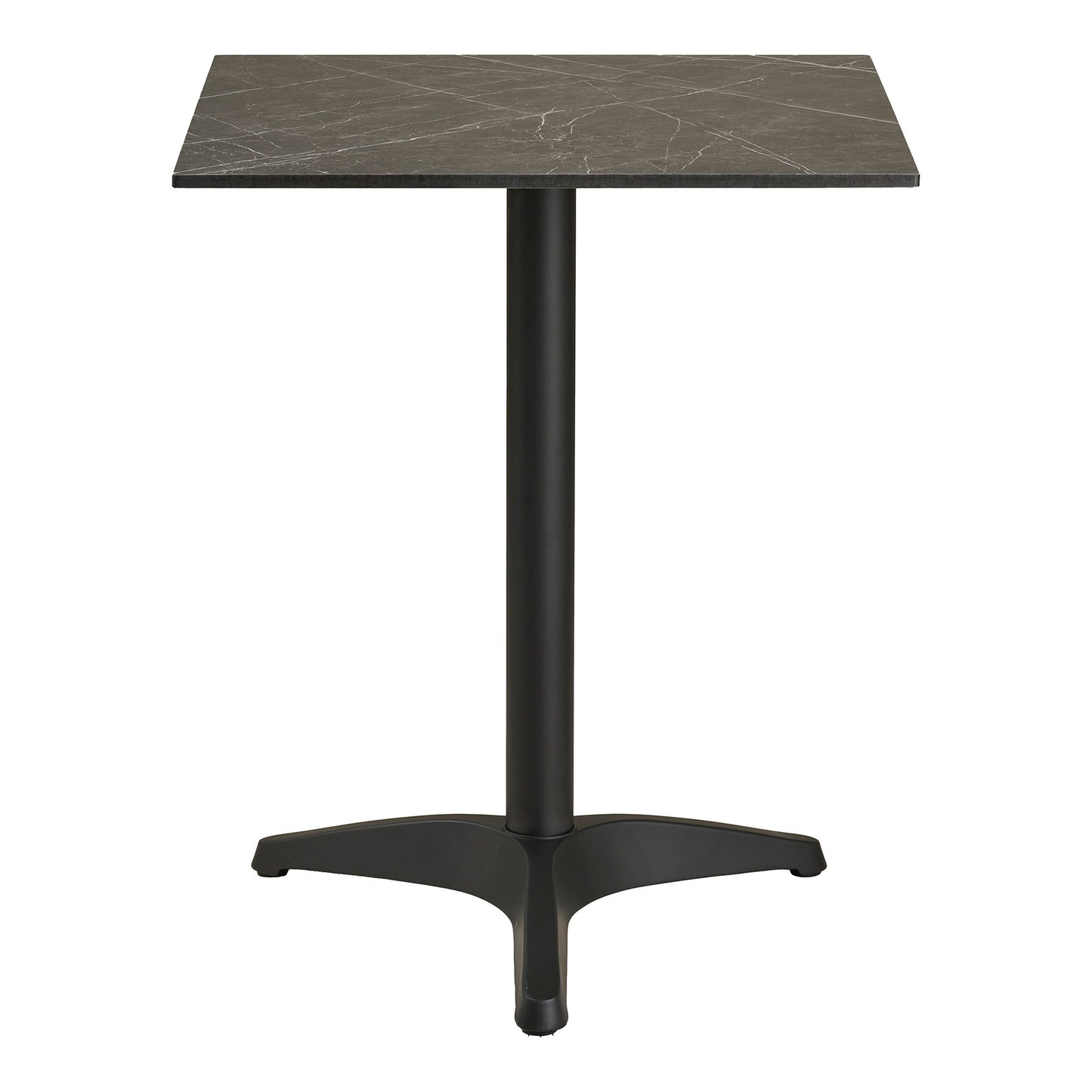 Mesa Bistrô com Tampo Efeito Mármore Cinzento-Escuro e Pés em Alumínio — 60 × 60 × 73 cm