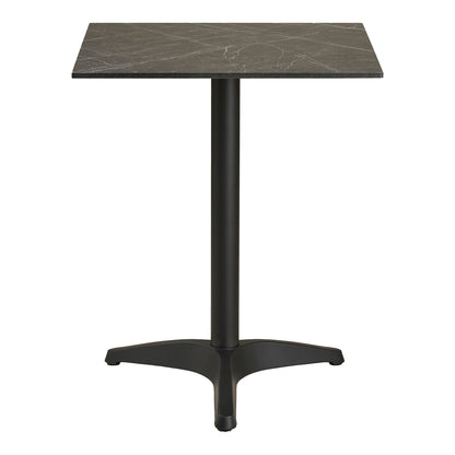 Mesa Bistrô com Tampo Efeito Mármore Cinzento-Escuro e Pés em Alumínio — 60 × 60 × 73 cm